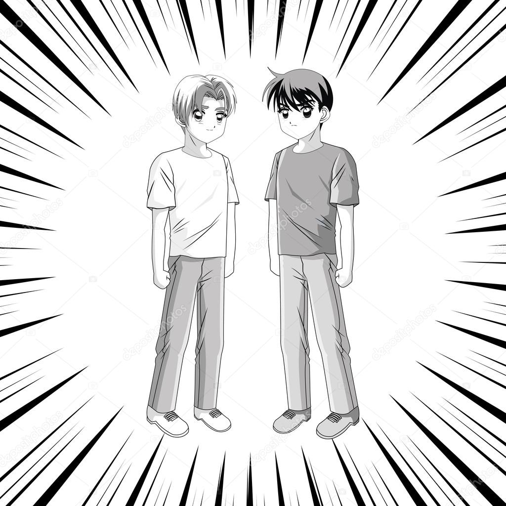 Boy anime male manga cartoon icon graphic Vector Image