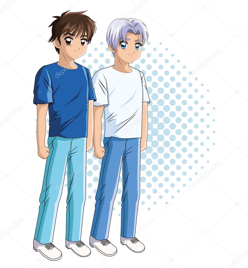 Boy anime male manga cartoon icon graphic Vector Image