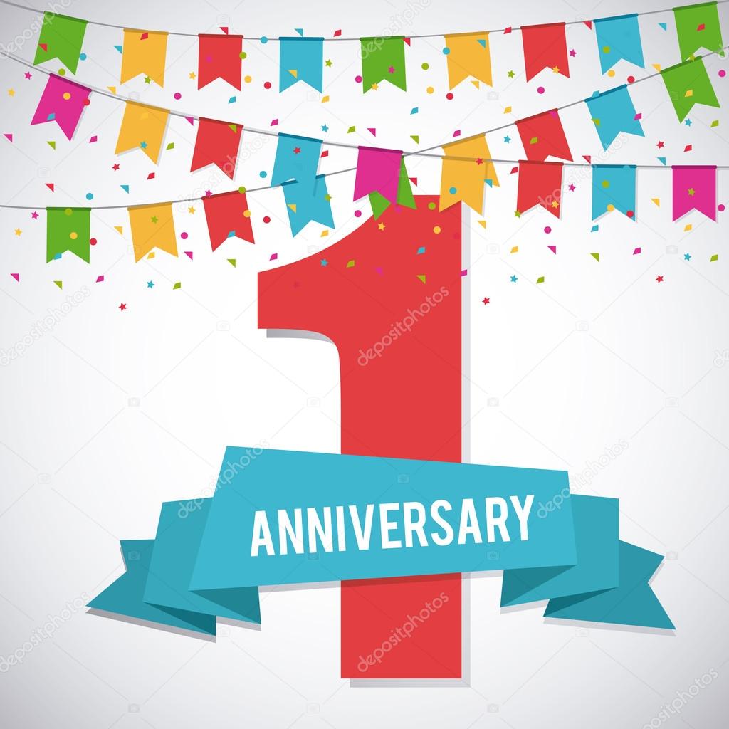 1 Year Celebrating Anniversary Vector Graphic Stock 1 Year Celebrating Anniversary Vector Graphic Stock
