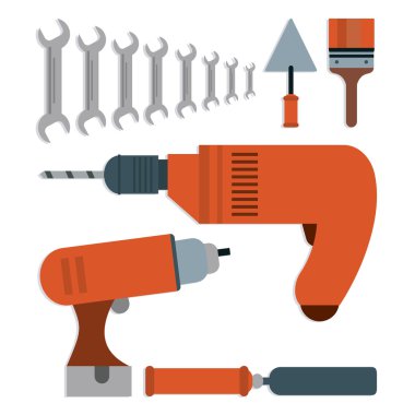 Matkap spatula anahtarı fırça aracı simgesi. Vektör grafiği