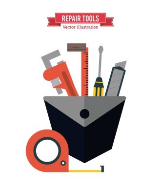 metre anahtarı cetveli tornavida simgesi. Vektör grafiği