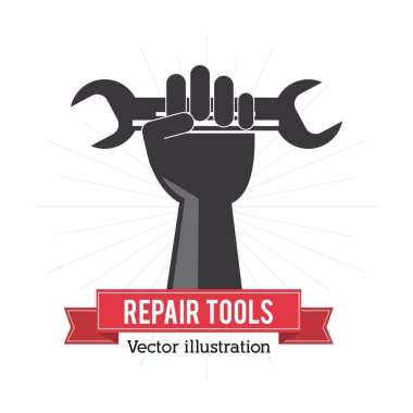 Wrench and hand tool icon. Repair concept. Vector graphic