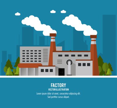 Bitki ağaçları bina baca fabrikası sanayi simgesi. Vektör grafiği