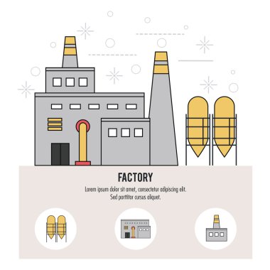 Bitki bina baca fabrikası sanayi simgesi. Vektör grafiği