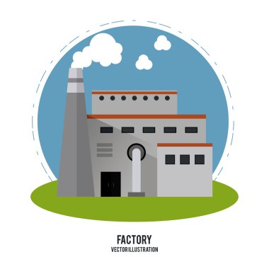 Bitki duman çim daire baca fabrika simgesi. Vektör grafiği