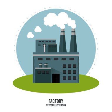 Bitki duman çim daire baca fabrika simgesi. Vektör grafiği