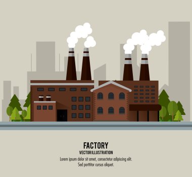 Bitki ağaçları bina baca fabrikası sanayi simgesi. Vektör grafiği