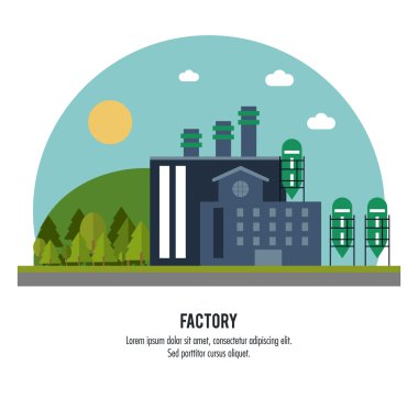 Bitki daire ağaçlar güneş baca fabrika simgesi. Vektör grafiği