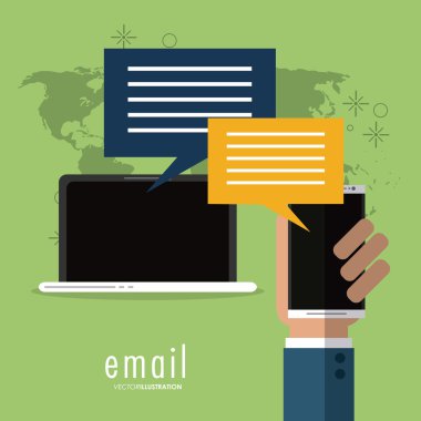 Kabarcık el haritası akıllı telefon dizüstü e-posta simgesi. Vektör grafiği