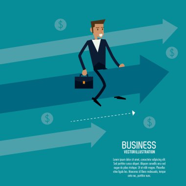 İşadamı erkek bavul iş simgesi. Vektör grafiği