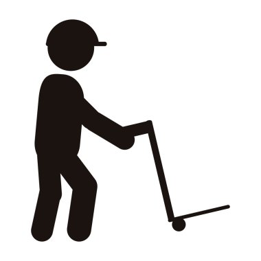 Kargo arabası simgesi olan kişi