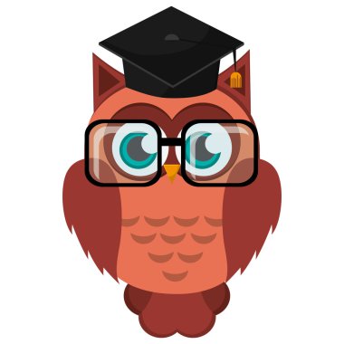 baykuş karikatür mezuniyet kap simgesiyle