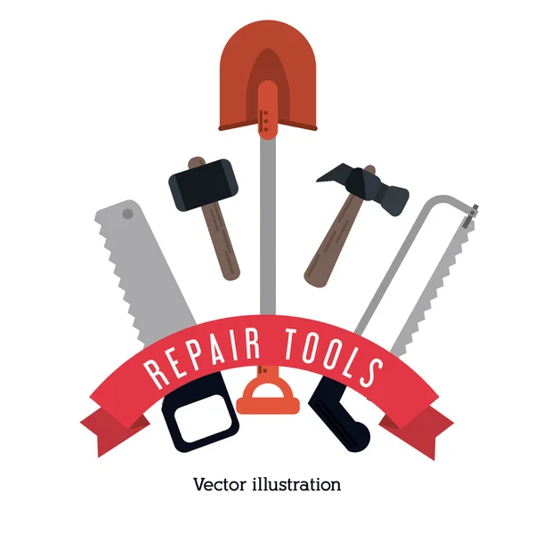 Shovel hammer saw tool icon. Repair concept. Vector graphic — Stock Vector