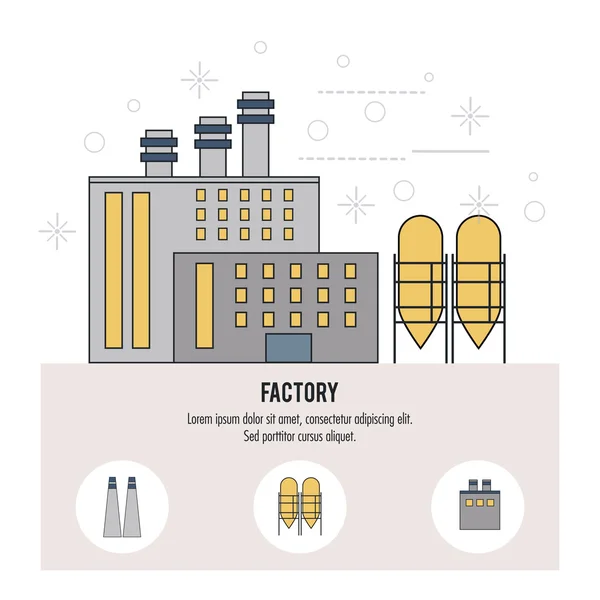 Plant building chimney factory industry icon. Vector graphic — Stock Vector