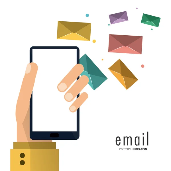 Umschlag Hand Smartphone E-Mail-Nachricht E-Mail-Symbol. Vektorgrafik — Stockvektor