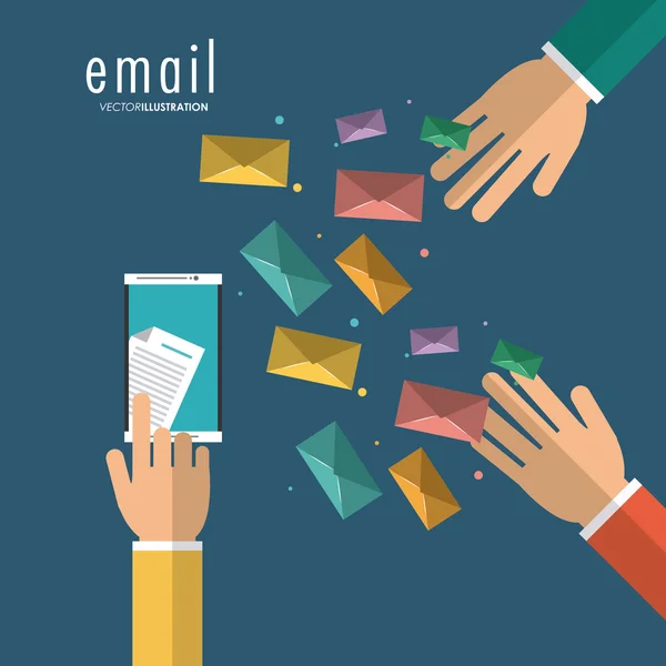 Envelope hand smartphone email message mail icon. Vector graphic — Stock Vector