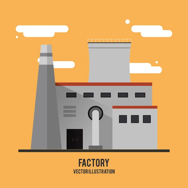 Bâtiment de nuage usine de cheminée icône de l'industrie. Graphique vectoriel — Image vectorielle
