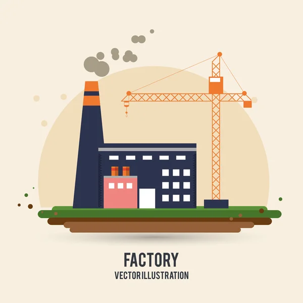 Bâtiment de grue usine de cheminée icône de l'industrie. Graphique vectoriel — Image vectorielle