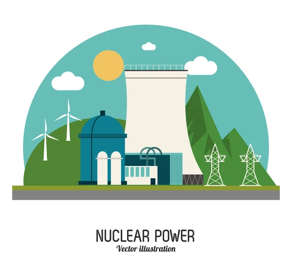 Ícone da indústria de energia nuclear. Gráfico vetorial —  Vetores de Stock