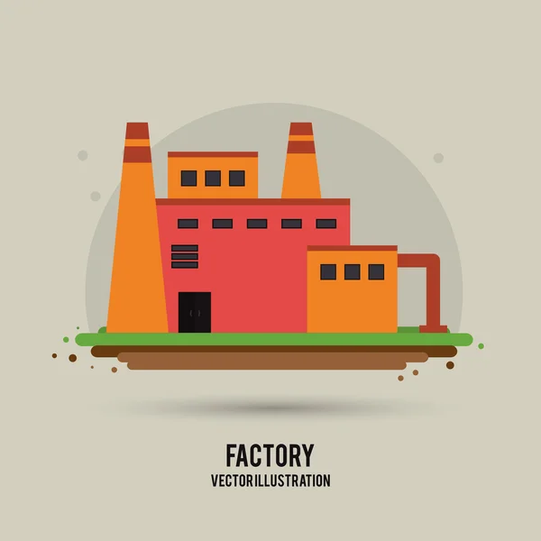 Planta edifício chaminé fábrica indústria ícone. Gráfico vetorial — Vetor de Stock