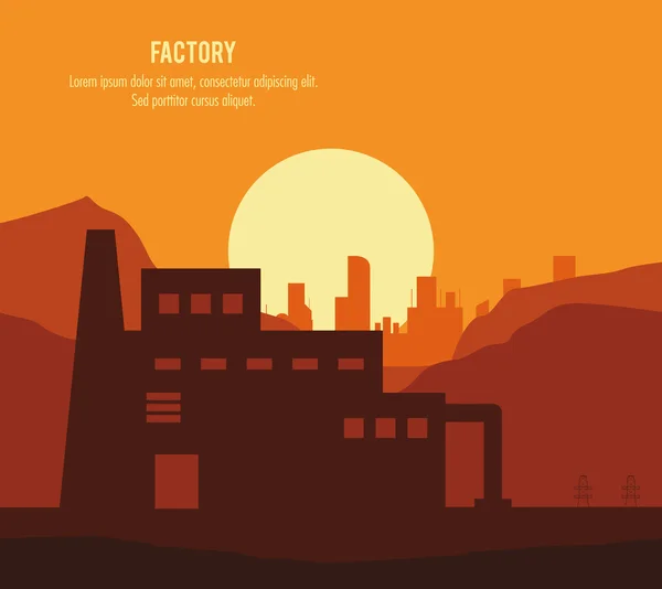 Plante soleil silhouette paysage cheminée usine icône. Grap vectoriel — Image vectorielle