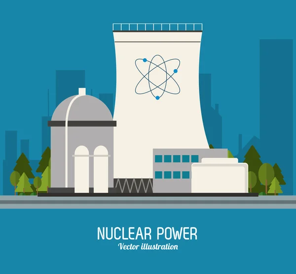 Energía nuclear icono de la industria atómica. Gráfico vectorial — Vector de stock