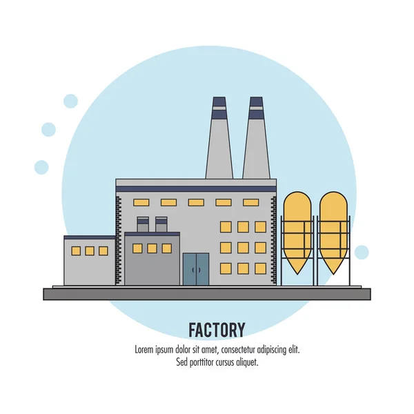 Planta de construcción de chimenea fábrica icono de la industria. Gráfico vectorial — Archivo Imágenes Vectoriales