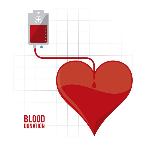 Bolsa corazón donación de sangre icono. Gráfico vectorial — Vector de stock