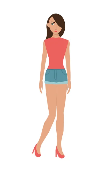 Alleenstaande vrouw dragen shorts pictogram — Stockvector