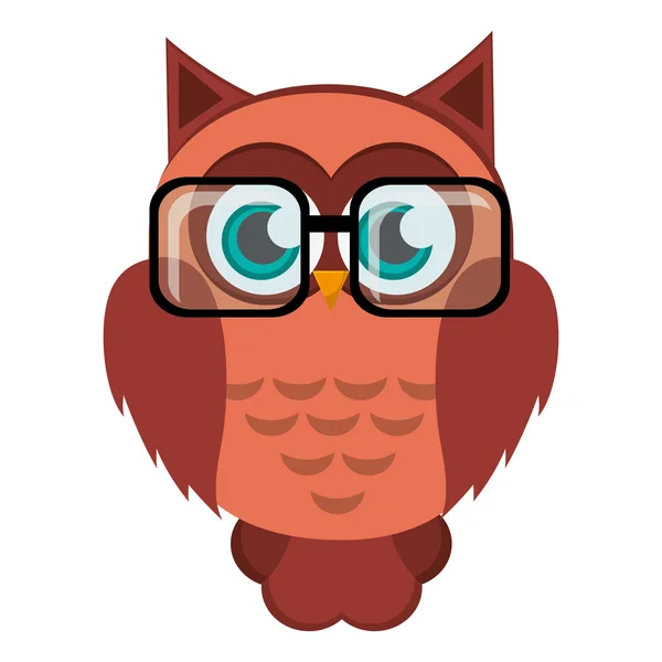 Coruja desenho animado usando óculos ícone — Vetor de Stock