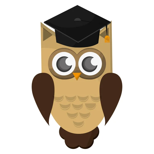 Dibujos animados de búho con icono de la gorra de graduación — Vector de stock