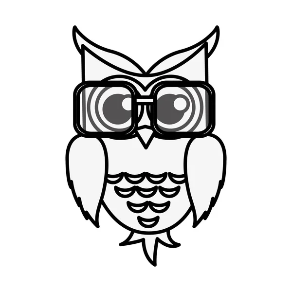 Baykuş karikatür giyen gözlük simgesi — Stok Vektör