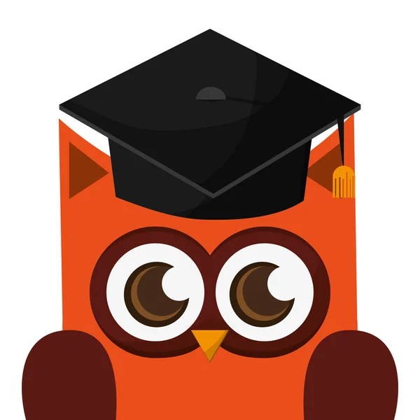 Dibujos animados de búho con icono de la gorra de graduación — Vector de stock
