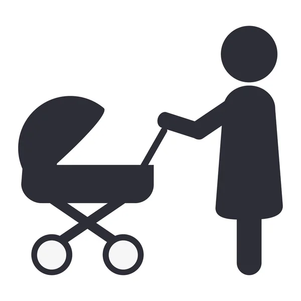 Frau mit Kinderwagen-Symbol — Stockvektor