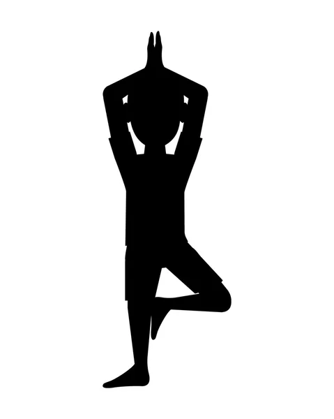 Человек в иконе позы yoga силуэта — стоковый вектор