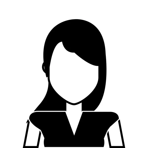 Mujer sin rostro con icono de pelo largo — Vector de stock