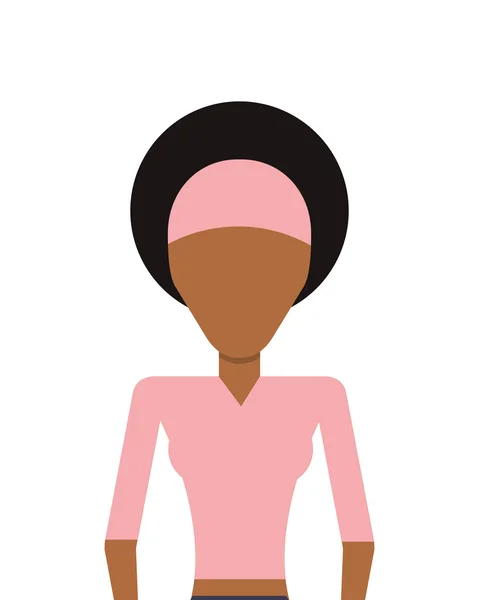 Anonieme donkere huid vrouw pictogram — Stockvector