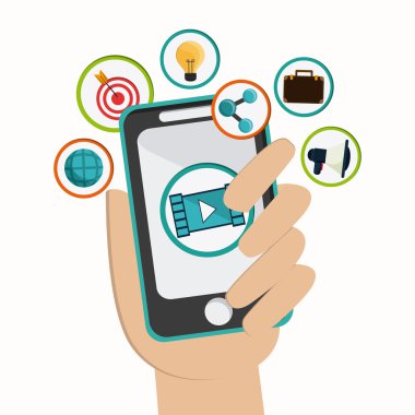 Akıllı telefon ve simge seti tasarımı. Sosyal Ağ. Vektör grafiği