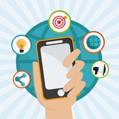 Akıllı telefon ve simge seti tasarımı. Sosyal Ağ. Vektör grafiği