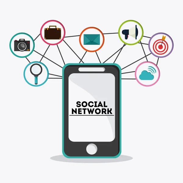 Smartphone och ikonuppsättning design. Sociala nätverk. Vektorgrafik — Stock vektor