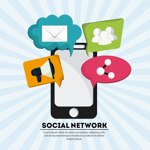 Smartphone och bubbelsymbol. Sociala nätverk. Vektorgrafik — Stock vektor