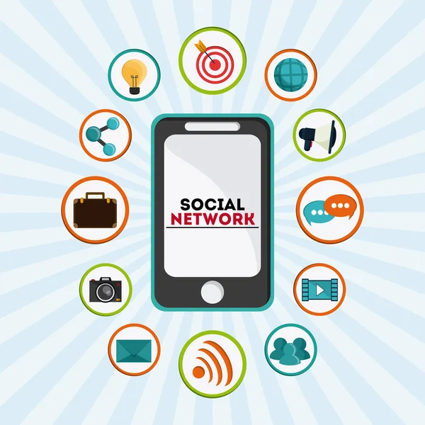 Akıllı telefon ve simge seti tasarımı. Sosyal Ağ. Vektör grafiği