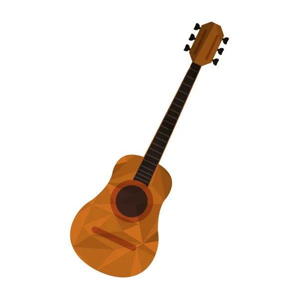 Polygon textur akustisk gitarr ikonen — Stock vektor