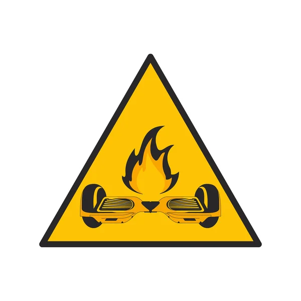 Horverboard in flames sign icon — Stock Vector