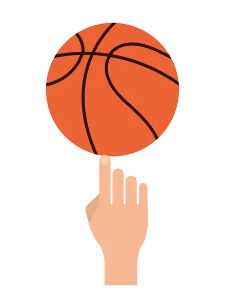 Pelota de baloncesto y mano icono — Vector de stock