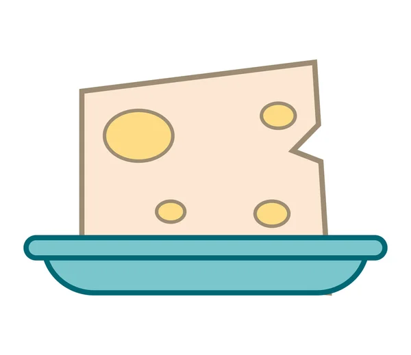 Queso en el icono de plato — Vector de stock