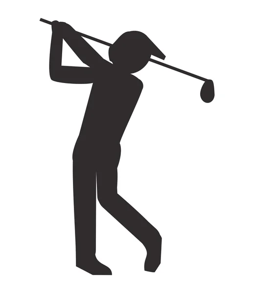 Golf oyuncu siluet simge — Stok Vektör
