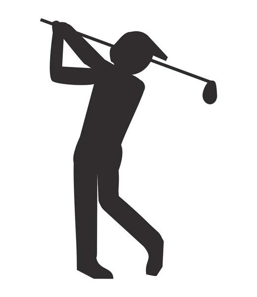 Golf speler silhouet pictogram — Stockvector