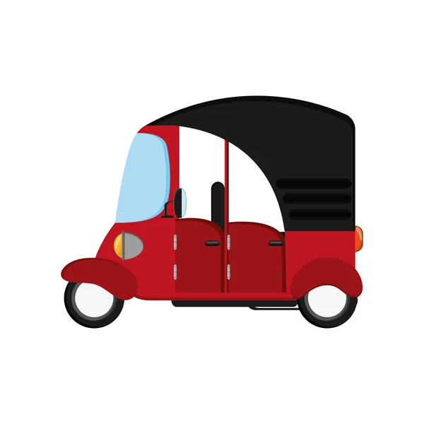 Rickshaw o tuk tuk sideview icono — Vector de stock