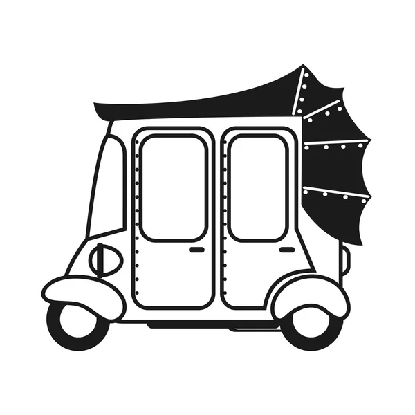 Rickshaw or tuk tuk sideview icon — Stock Vector